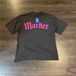 Market Black T-Shirt with Pink Logo